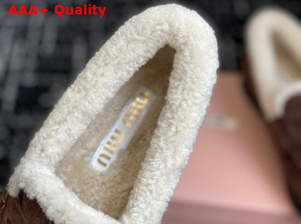 Miu Miu Suede and Shearling Penny Loafers in Cocoa Brown 5D530E Replica