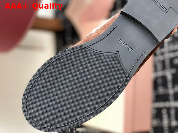 Miu Miu Suede and Shearling Penny Loafers in Cocoa Brown 5D530E Replica