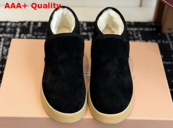 Miu Miu Suede and Shearling Slip On Booties in Black 5T558E Replica