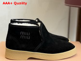 Miu Miu Suede and Shearling Slip On Booties in Black 5T558E Replica