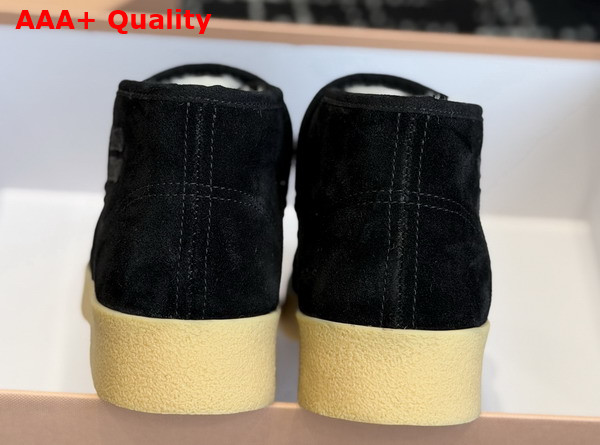 Miu Miu Suede and Shearling Slip On Booties in Black 5T558E Replica