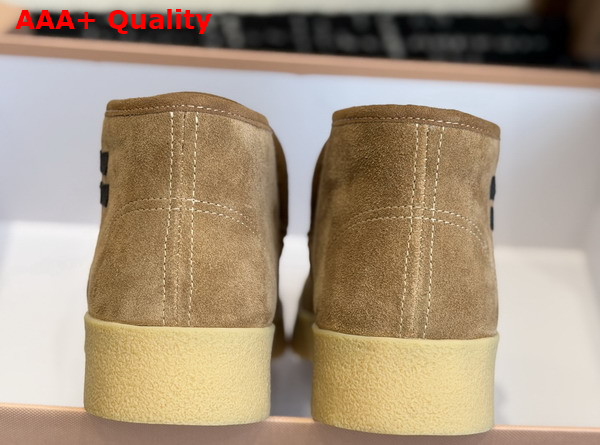 Miu Miu Suede and Shearling Slip On Booties in Cinnamon 5T558E Replica