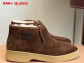 Miu Miu Suede and Shearling Slip On Booties in Cocoa Brown 5T558E Replica