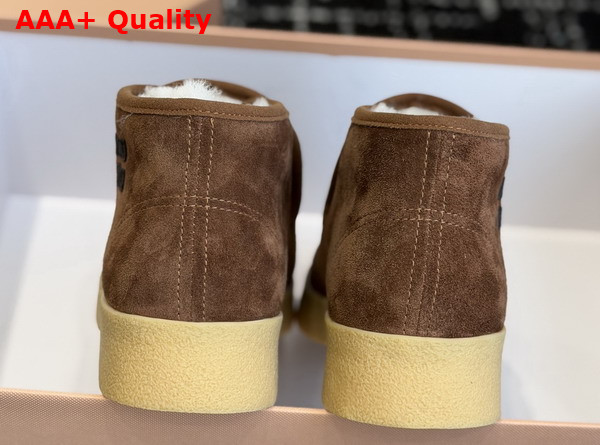 Miu Miu Suede and Shearling Slip On Booties in Cocoa Brown 5T558E Replica