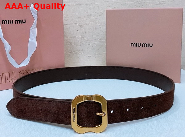 Miu Miu Suede and Suede Belt in Briarwood 5CC663 Replica