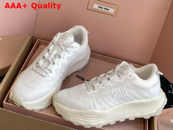 Miu Miu Technical Fabric Sneakers in White 5E480E Replica