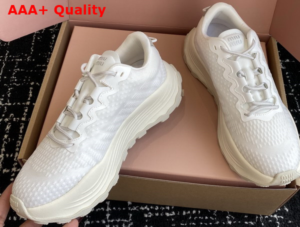 Miu Miu Technical Fabric Sneakers in White 5E480E Replica