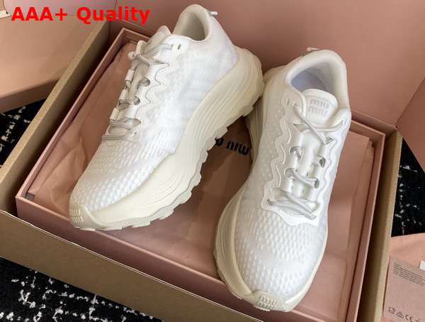 Miu Miu Technical Fabric Sneakers in White 5E480E Replica