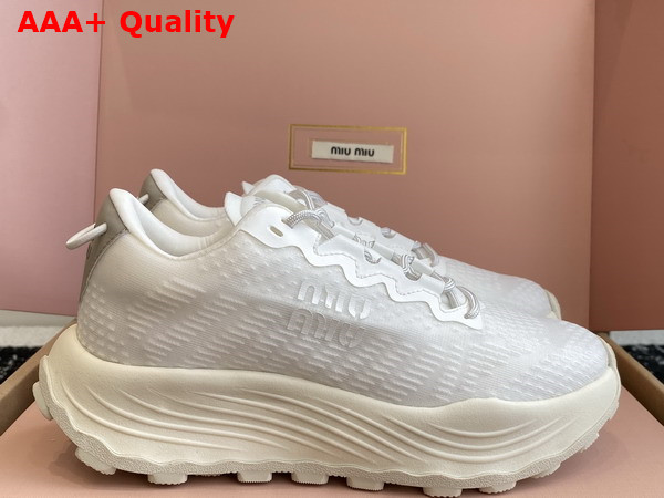 Miu Miu Technical Fabric Sneakers in White 5E480E Replica