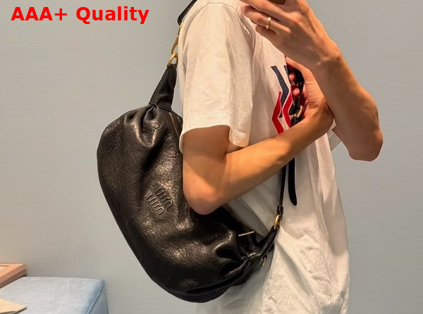 Miu Miu Textured Nappa Leather Bag in Black 5BC191 Replica