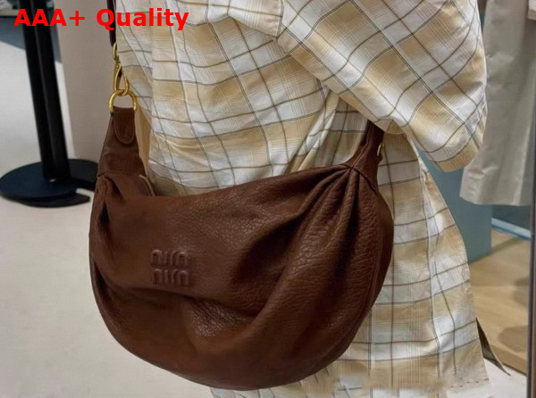 Miu Miu Textured Nappa Leather Bag in Sienna 5BC191 Replica