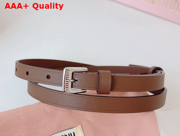 Miu Miu Thin Leather Belt in Tobacco Replica