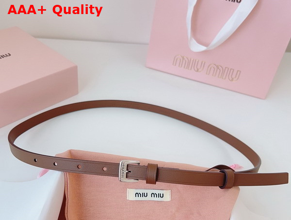 Miu Miu Thin Leather Belt in Tobacco Replica