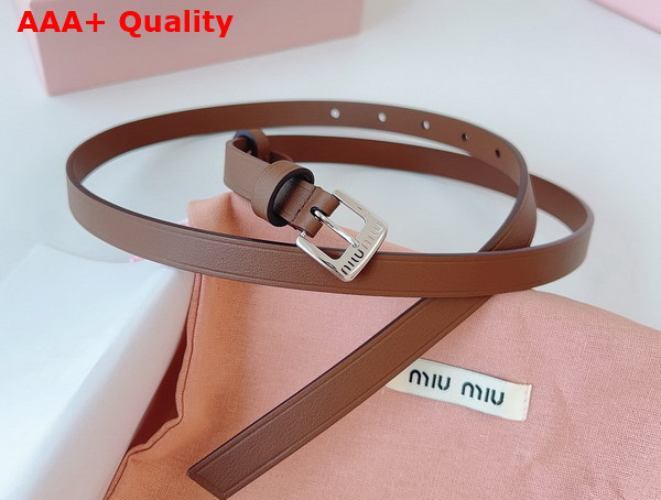 Miu Miu Thin Leather Belt in Tobacco Replica