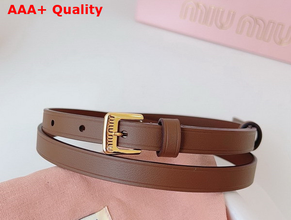 Miu Miu Thin Leather Belt in Tobacco Replica