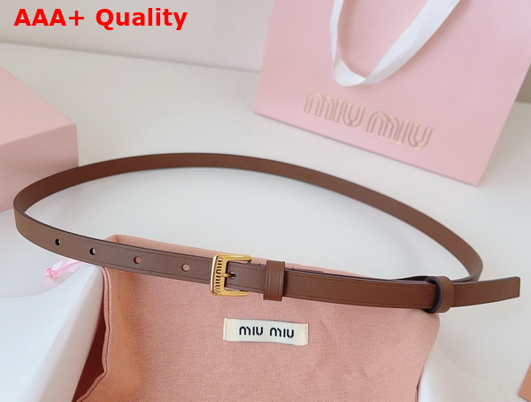 Miu Miu Thin Leather Belt in Tobacco Replica