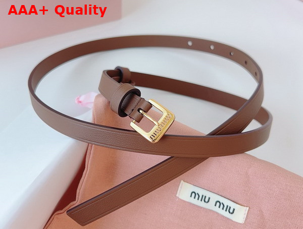 Miu Miu Thin Leather Belt in Tobacco Replica
