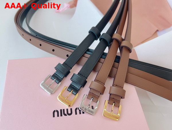 Miu Miu Thin Leather Belt in Tobacco Replica