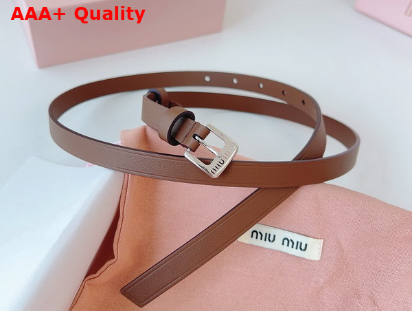 Miu Miu Thin Leather Belt in Tobacco Replica
