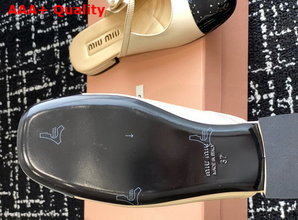 Miu Miu Two Tone Patent Leather Sliper Beige and Black Replica