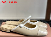 Miu Miu Two Tone Patent Leather Sliper Beige and White Replica