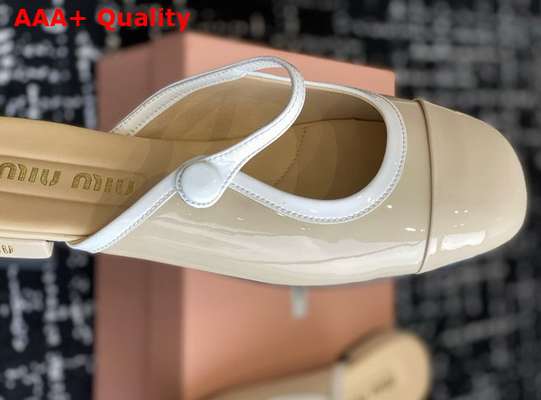 Miu Miu Two Tone Patent Leather Sliper Beige and White Replica