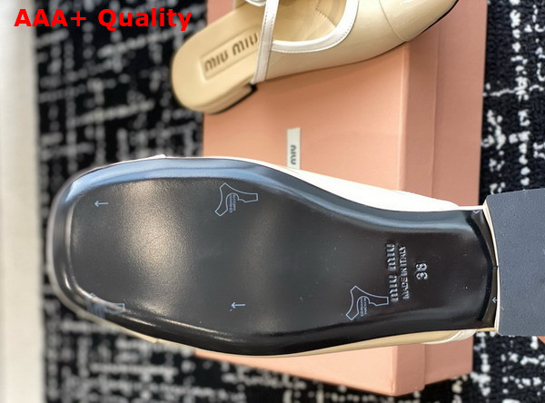 Miu Miu Two Tone Patent Leather Sliper Beige and White Replica