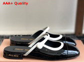 Miu Miu Two Tone Patent Leather Sliper Black and White Replica