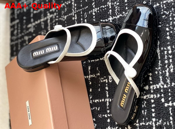 Miu Miu Two Tone Patent Leather Sliper Black and White Replica