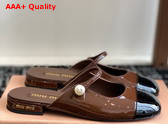 Miu Miu Two Tone Patent Leather Sliper Brown and Black Replica
