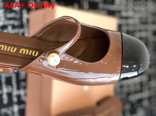 Miu Miu Two Tone Patent Leather Sliper Brown and Black Replica