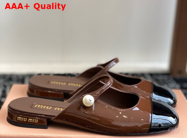Miu Miu Two Tone Patent Leather Sliper Brown and Black Replica