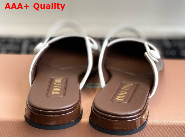 Miu Miu Two Tone Patent Leather Sliper Brown and White Replica