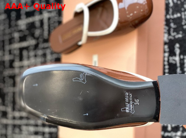 Miu Miu Two Tone Patent Leather Sliper Brown and White Replica