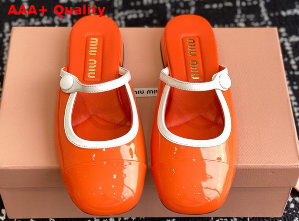 Miu Miu Two Tone Patent Leather Sliper Orange and White Replica
