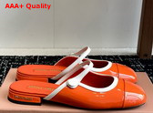 Miu Miu Two Tone Patent Leather Sliper Orange and White Replica