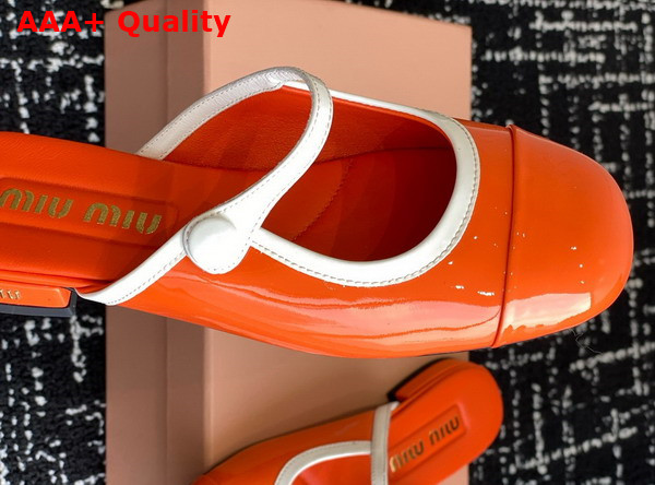 Miu Miu Two Tone Patent Leather Sliper Orange and White Replica