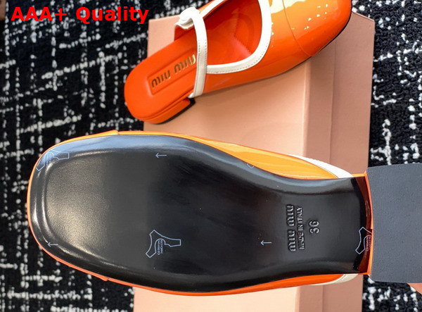Miu Miu Two Tone Patent Leather Sliper Orange and White Replica