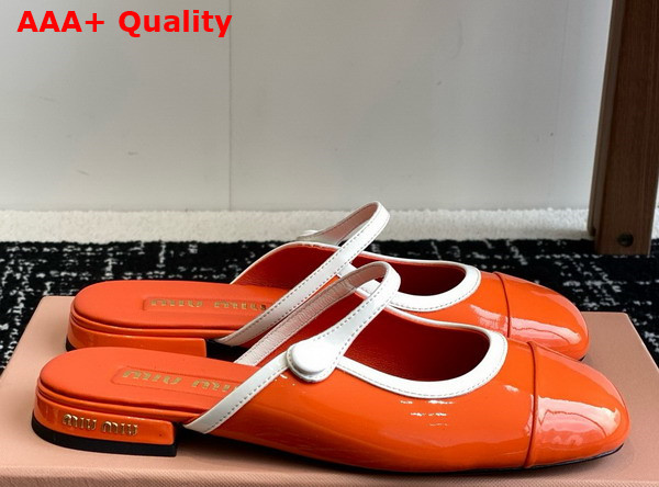 Miu Miu Two Tone Patent Leather Sliper Orange and White Replica