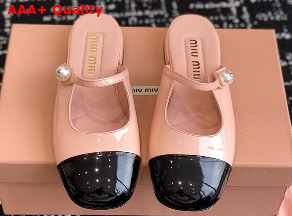 Miu Miu Two Tone Patent Leather Sliper Pink and Black Replica