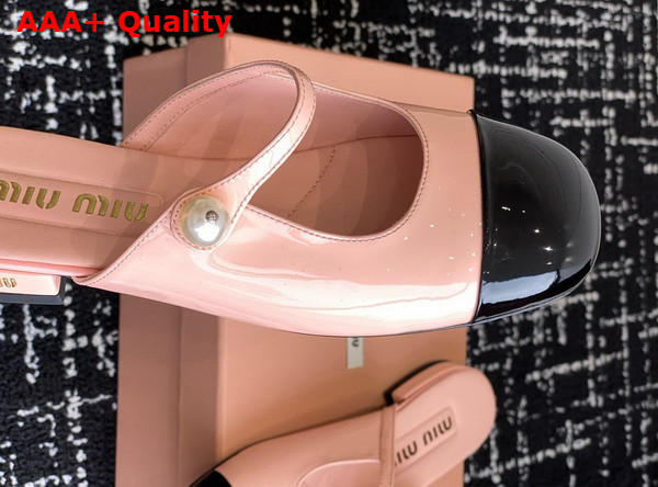Miu Miu Two Tone Patent Leather Sliper Pink and Black Replica