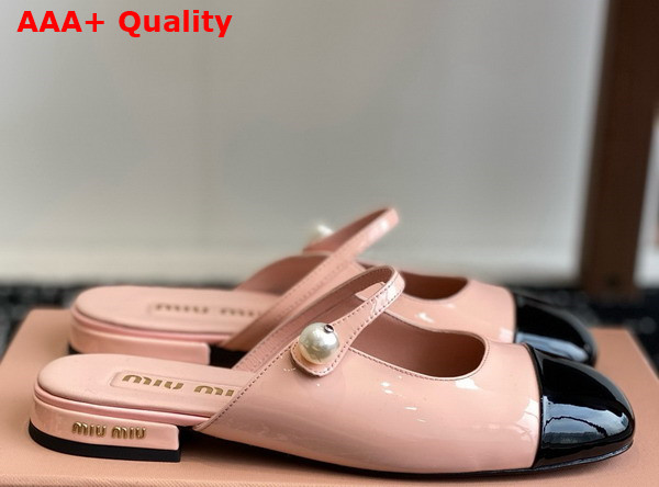 Miu Miu Two Tone Patent Leather Sliper Pink and Black Replica