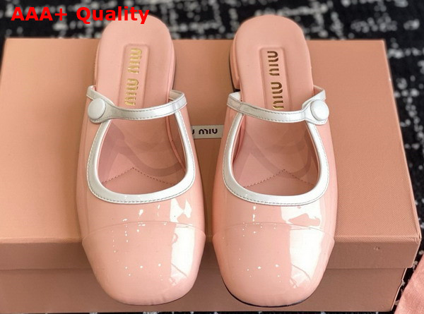Miu Miu Two Tone Patent Leather Sliper Pink and White Replica