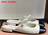 Miu Miu Two Tone Patent Leather Sliper White and Black Replica