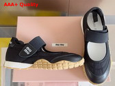 Miu Miu Tyre Technical Fabric and Leather Ballerinas in Black 5F416E Replica