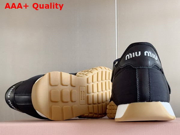Miu Miu Tyre Technical Fabric and Leather Ballerinas in Black 5F416E Replica