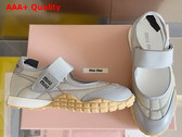 Miu Miu Tyre Technical Fabric and Leather Ballerinas in Cloudy Gray 5F416E Replica