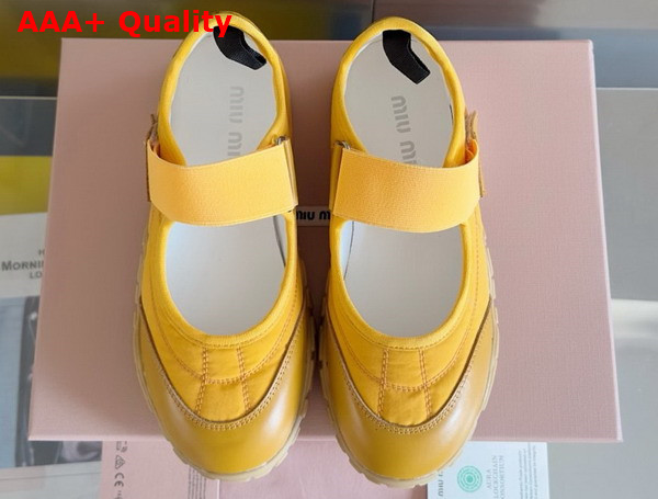 Miu Miu Tyre Technical Fabric and Leather Ballerinas in Tapaz 5F416E Replica