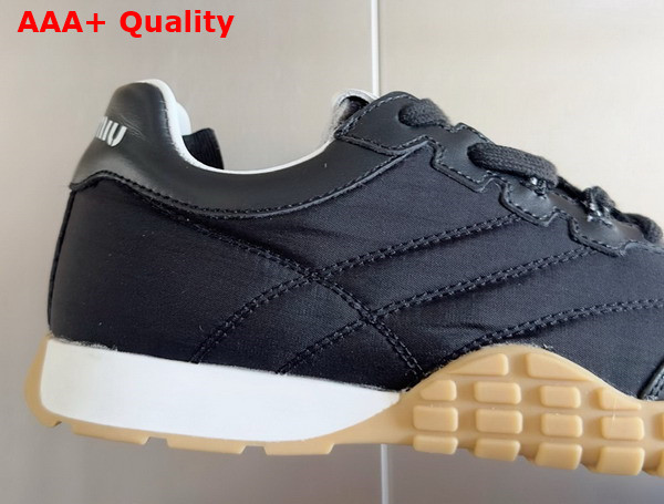 Miu Miu Tyre Technical Fabric and Leather Sneakers in Black 5E417E Replica