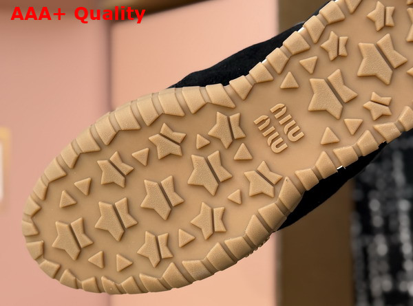 Miu Miu Tyre Technical Fabric and Suede Sandal in Black Replica